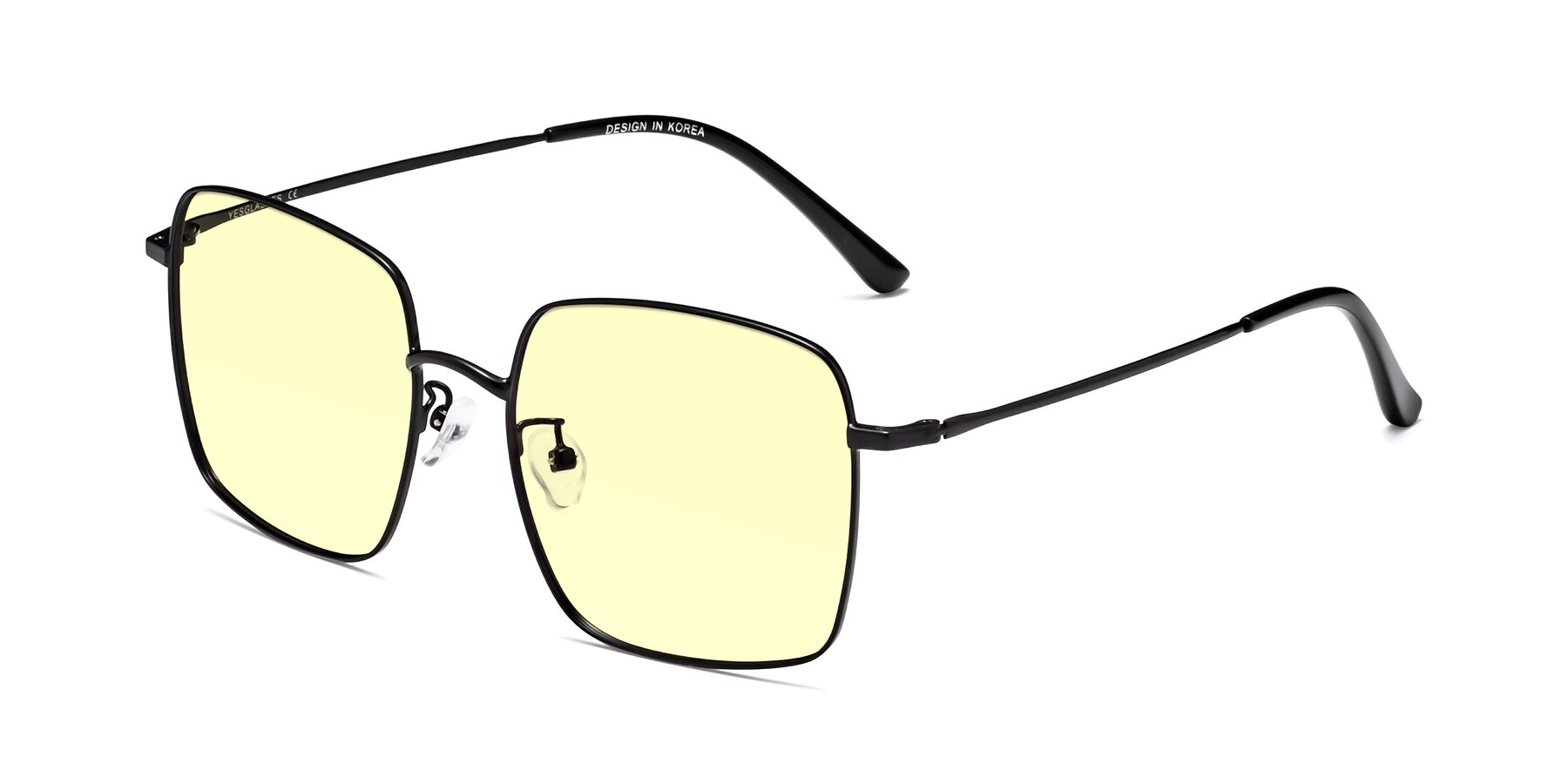 Angle of Billie in Black with Light Yellow Tinted Lenses