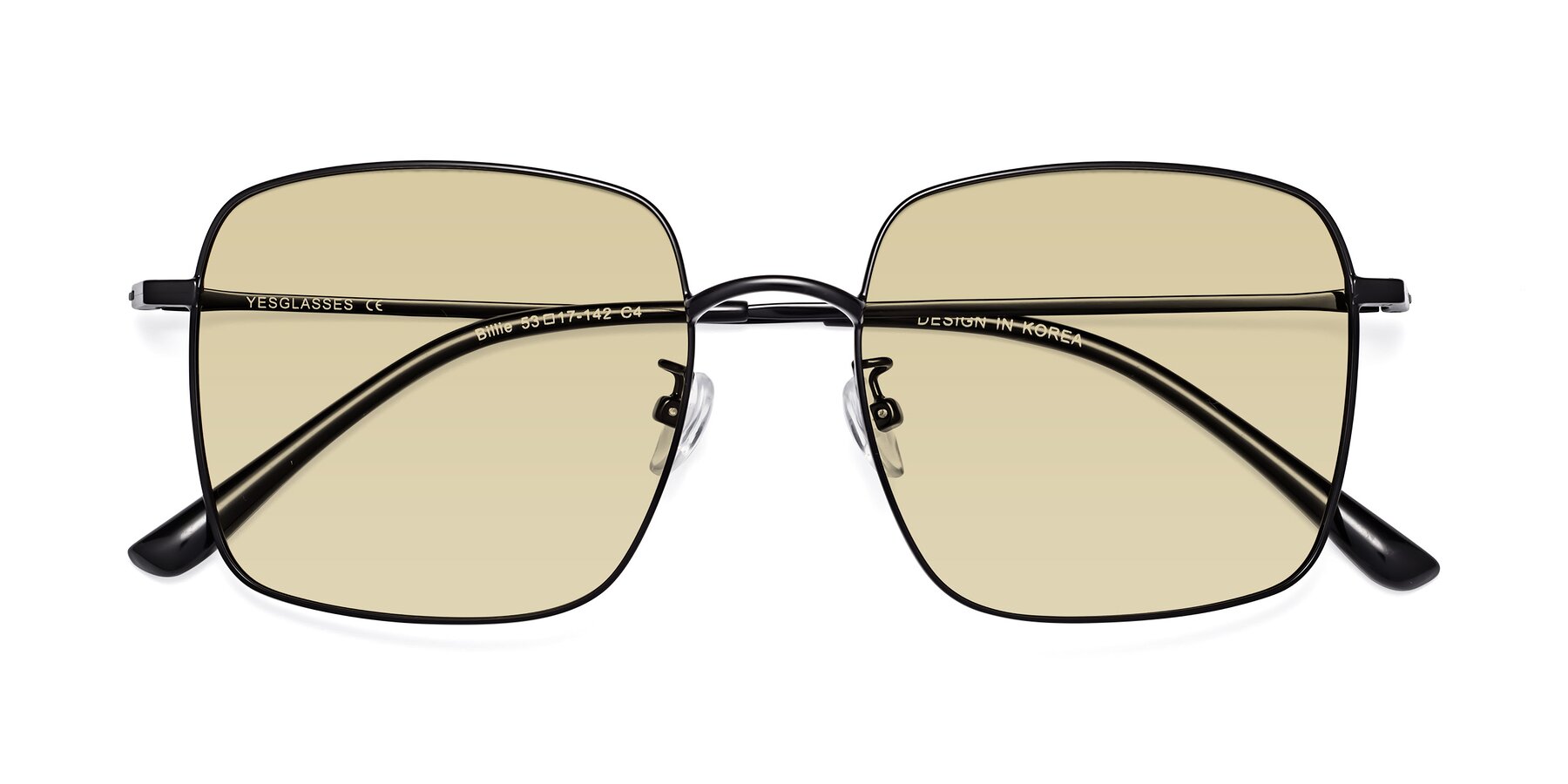 Folded Front of Billie in Black with Light Champagne Tinted Lenses