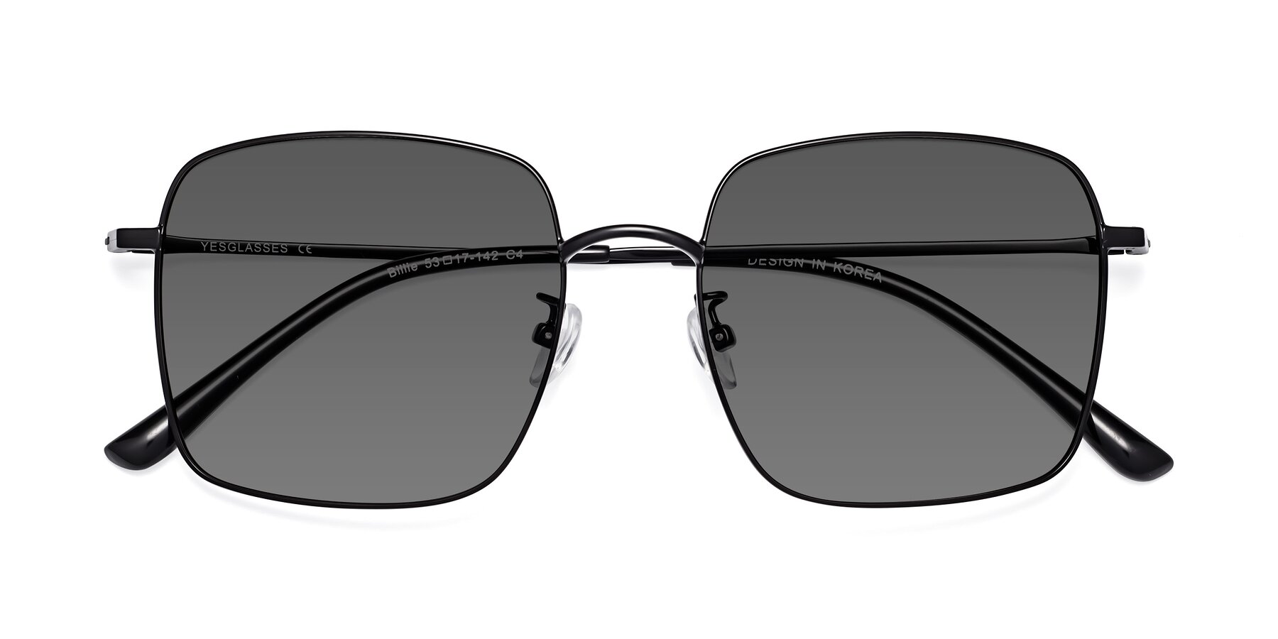 Folded Front of Billie in Black with Medium Gray Tinted Lenses