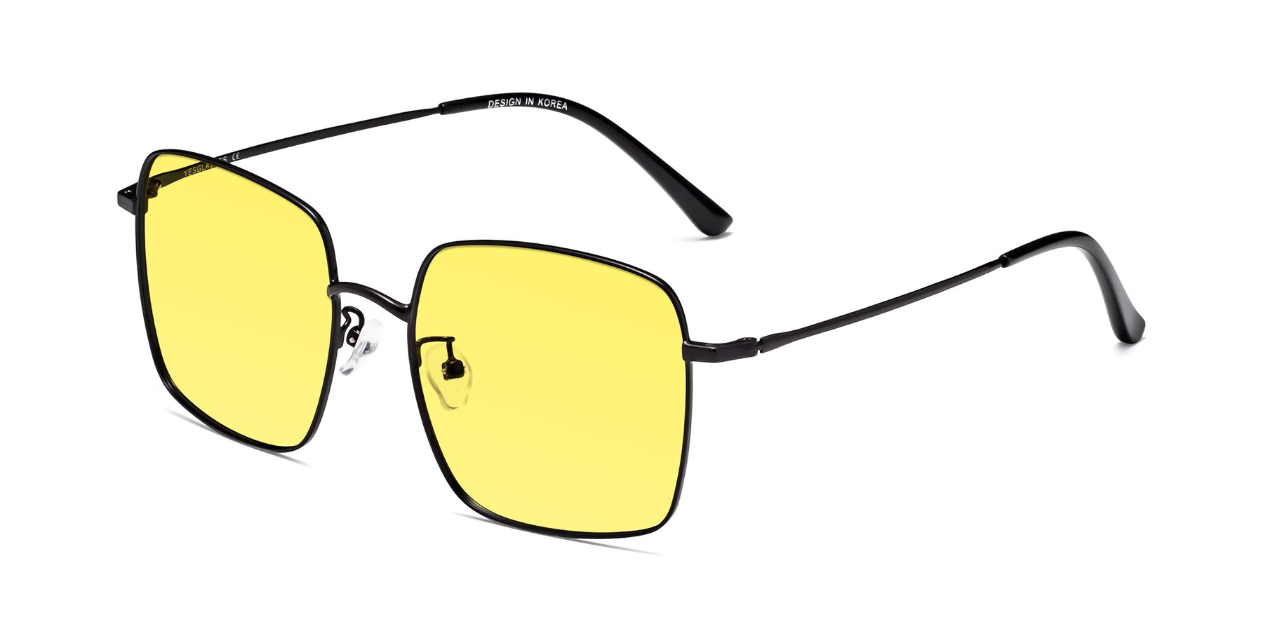 Angle of Billie in Black with Medium Yellow Tinted Lenses