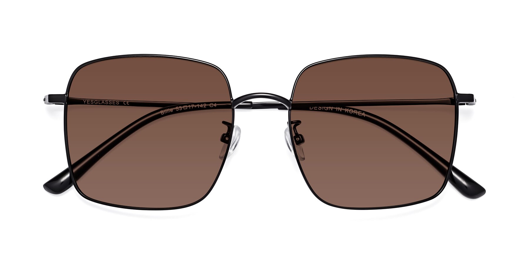 Folded Front of Billie in Black with Brown Tinted Lenses