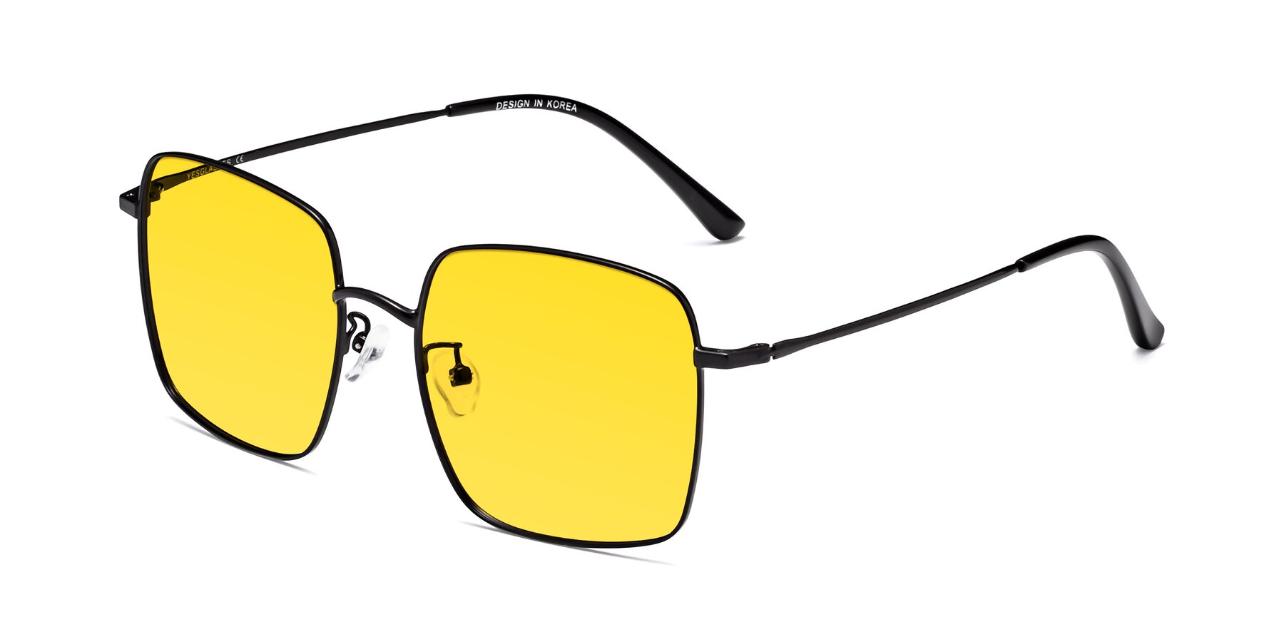 Angle of Billie in Black with Yellow Tinted Lenses