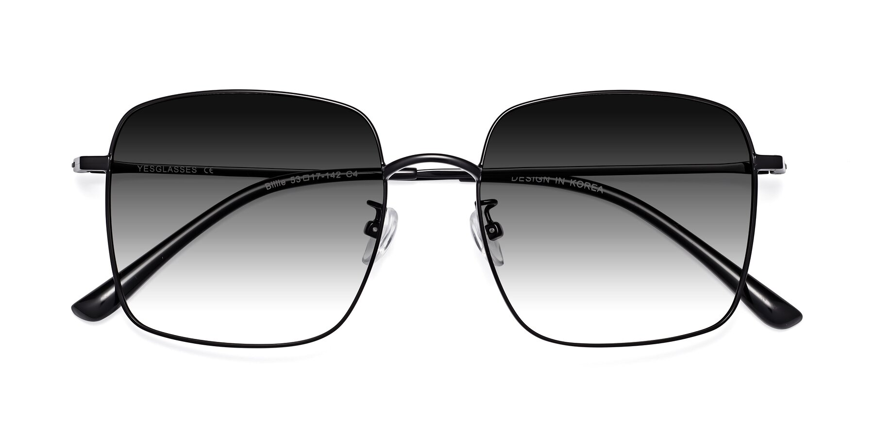 Folded Front of Billie in Black with Gray Gradient Lenses