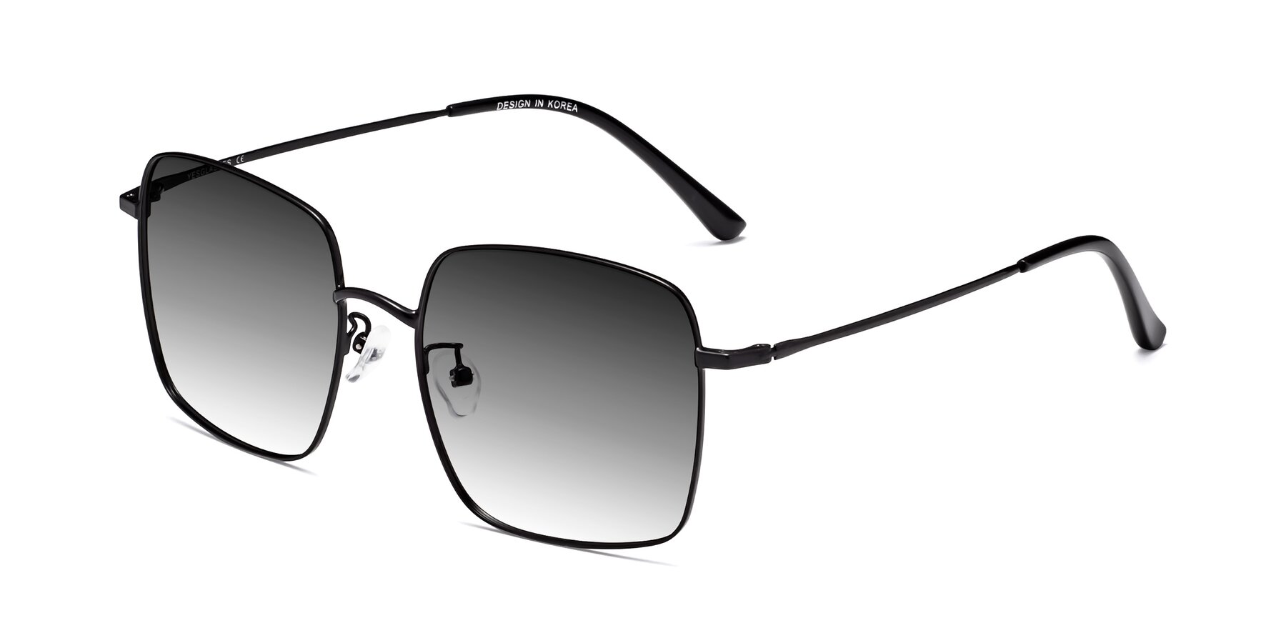 Angle of Billie in Black with Gray Gradient Lenses