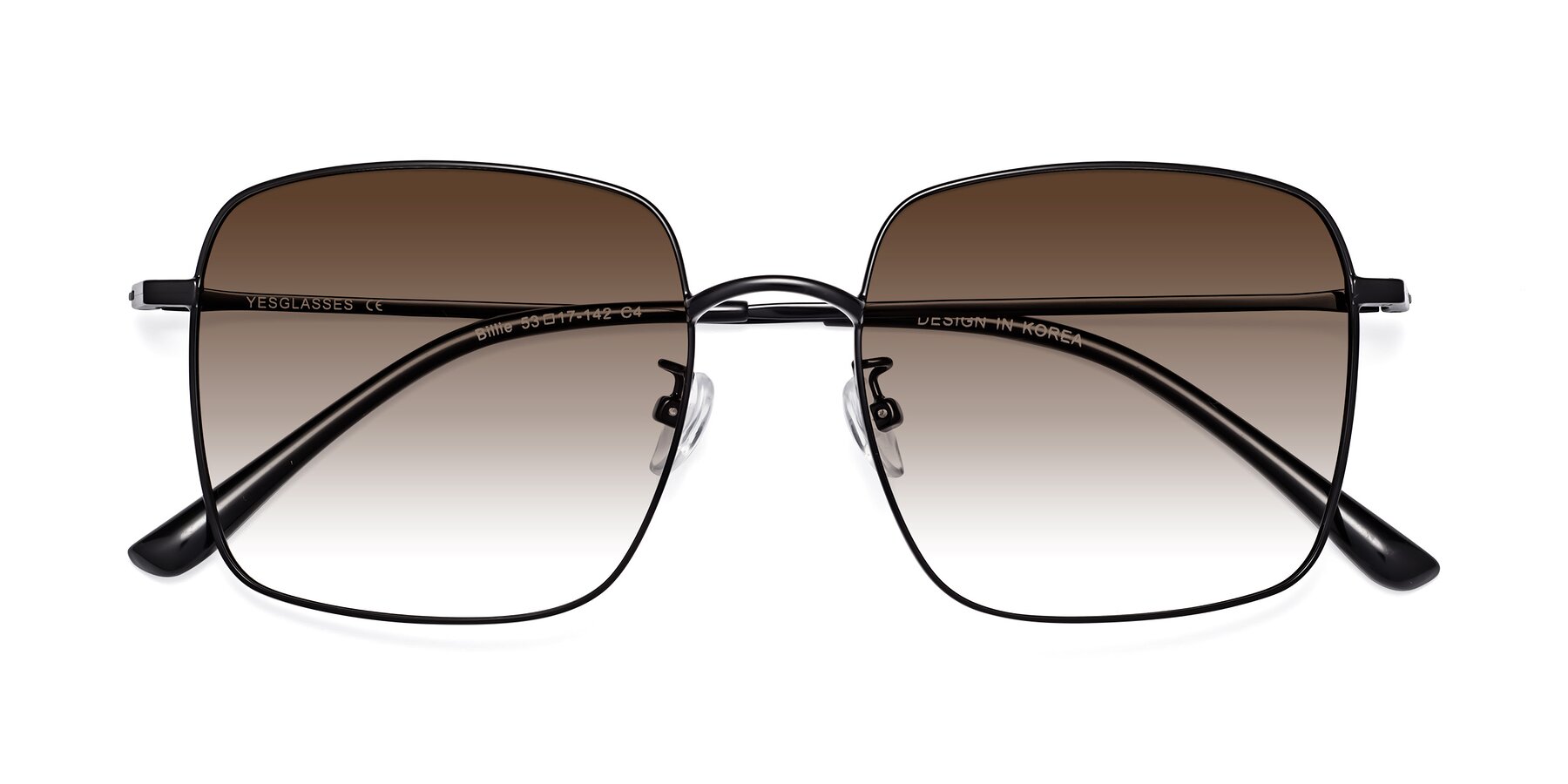 Folded Front of Billie in Black with Brown Gradient Lenses
