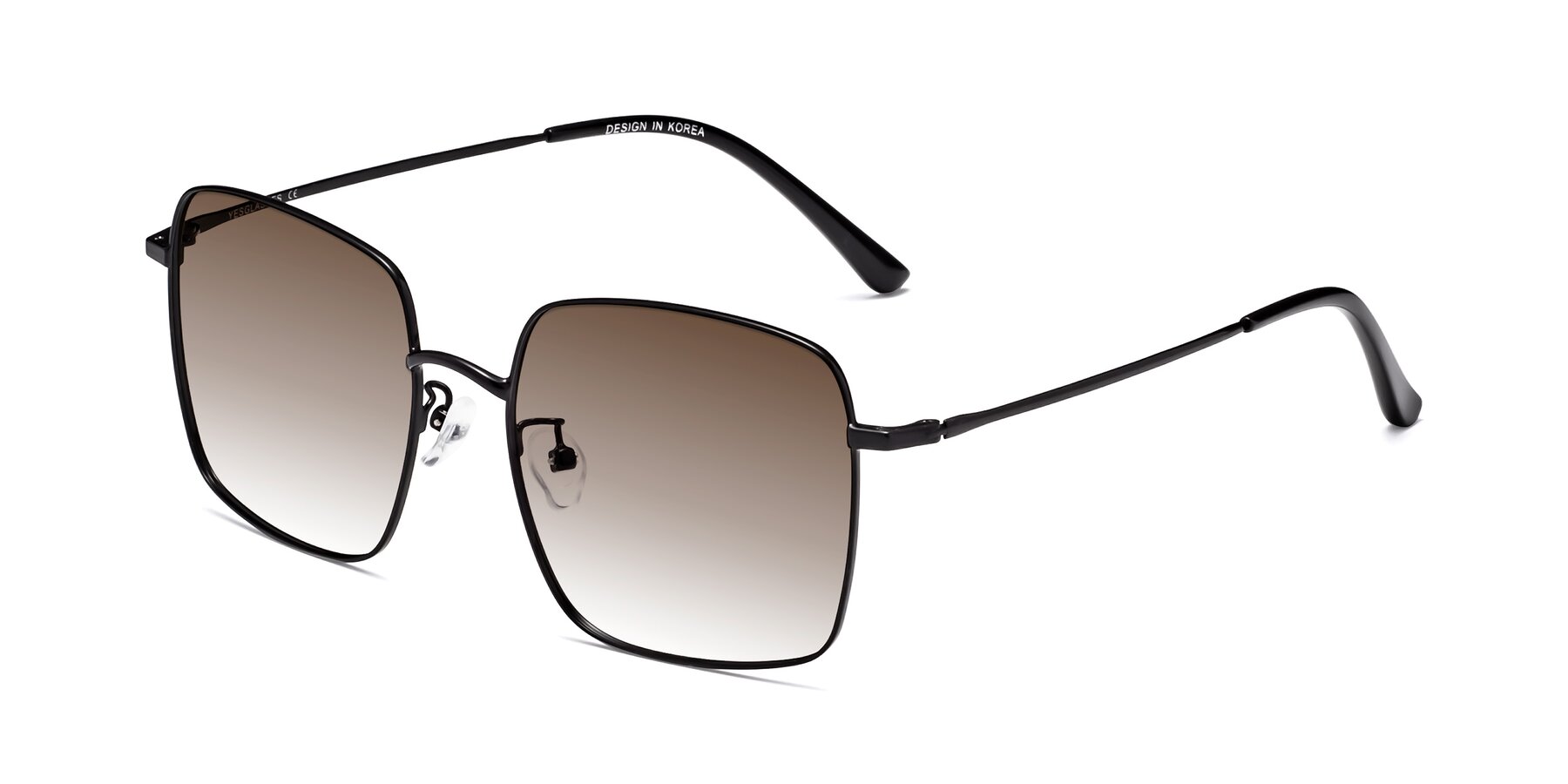 Angle of Billie in Black with Brown Gradient Lenses