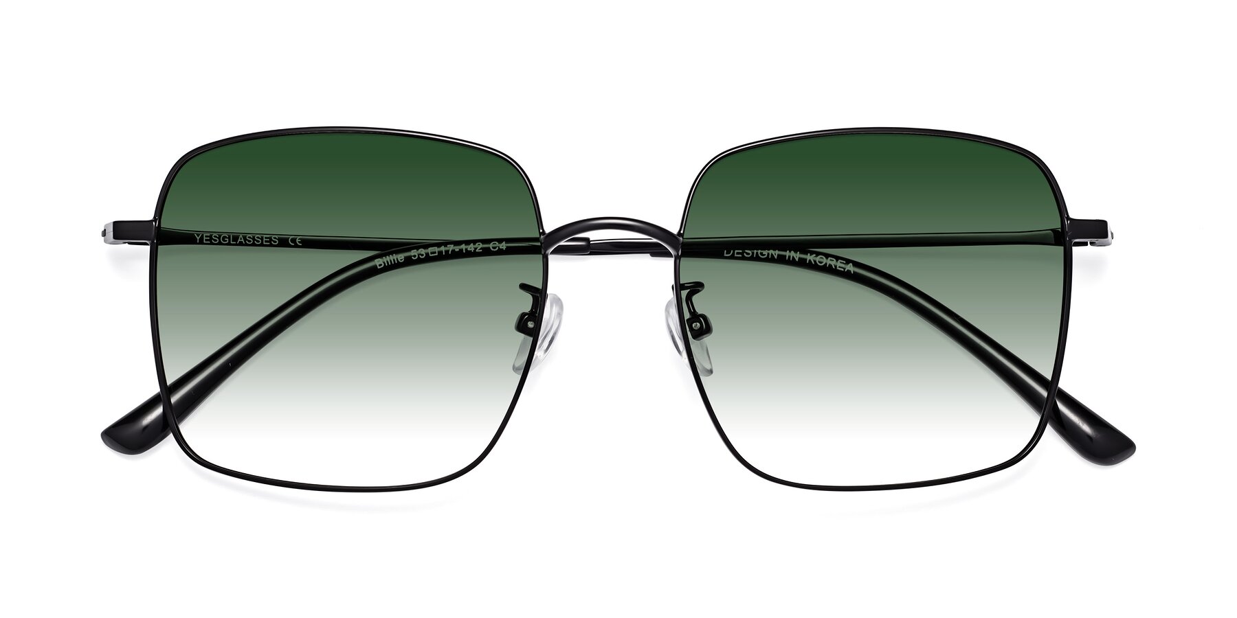 Folded Front of Billie in Black with Green Gradient Lenses