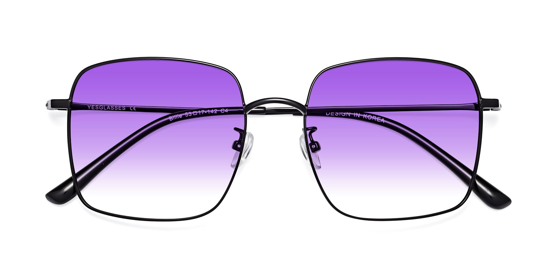 Folded Front of Billie in Black with Purple Gradient Lenses