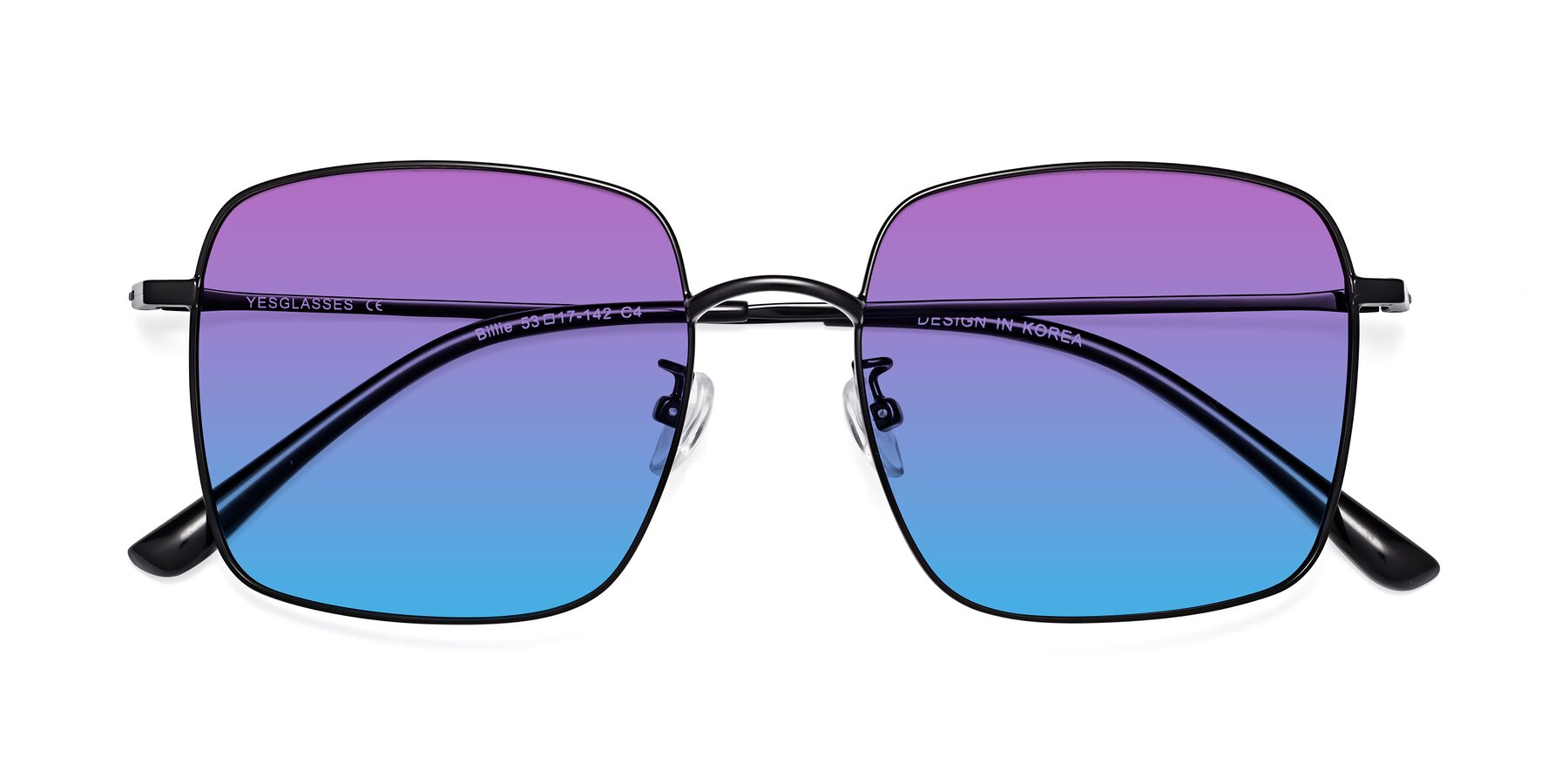 Folded Front of Billie in Black with Purple / Blue Gradient Lenses