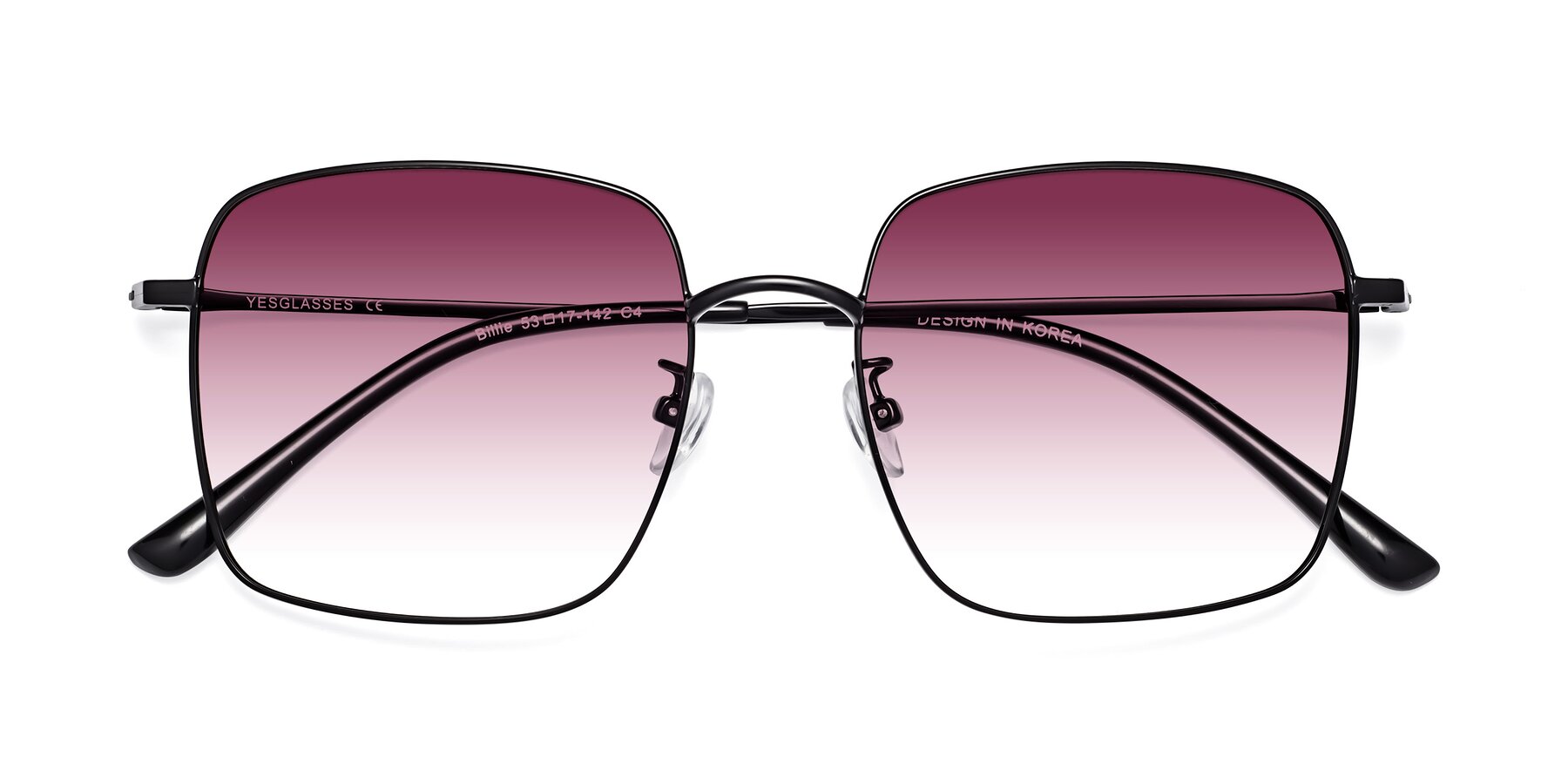 Folded Front of Billie in Black with Wine Gradient Lenses