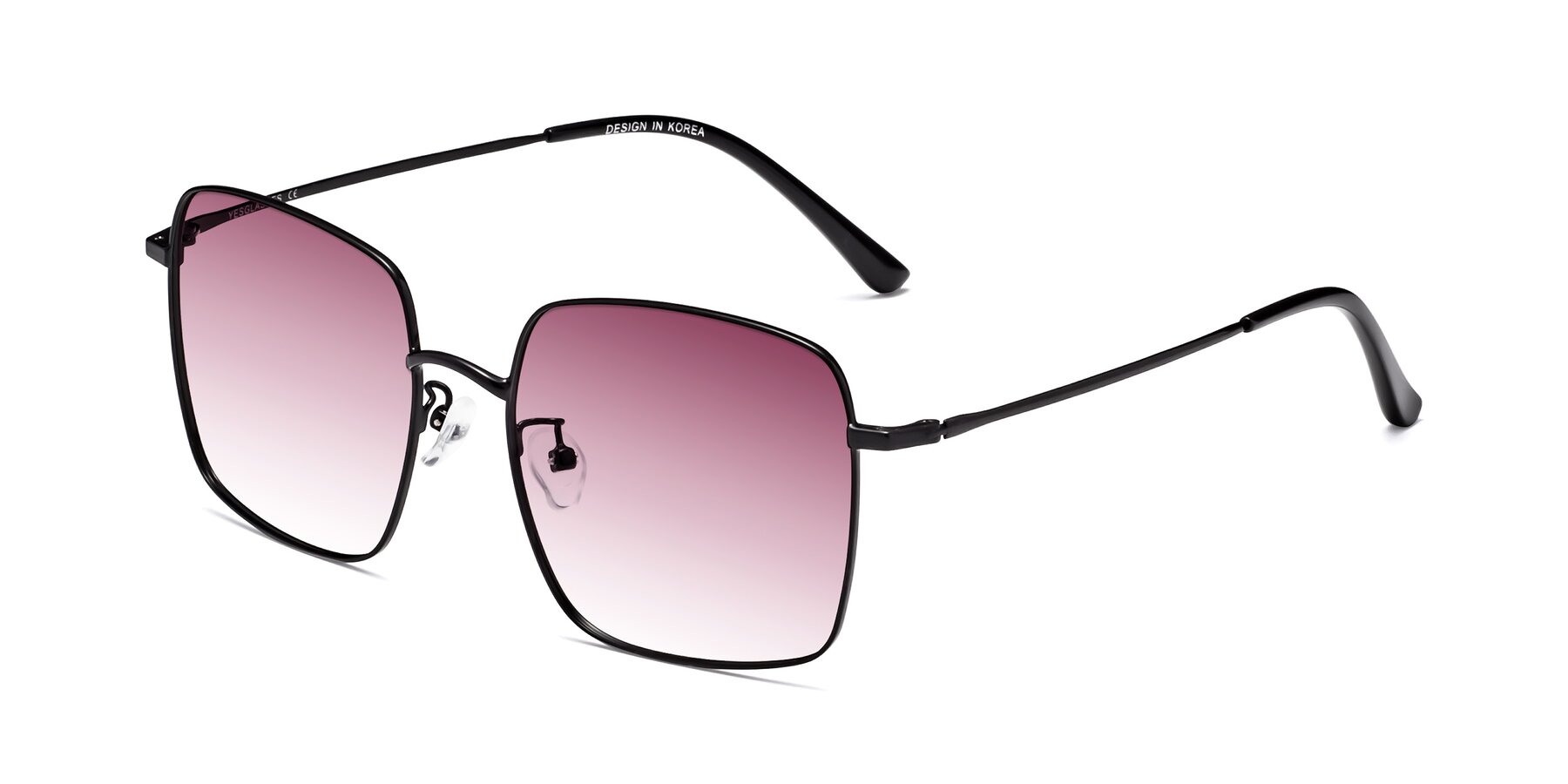 Angle of Billie in Black with Wine Gradient Lenses