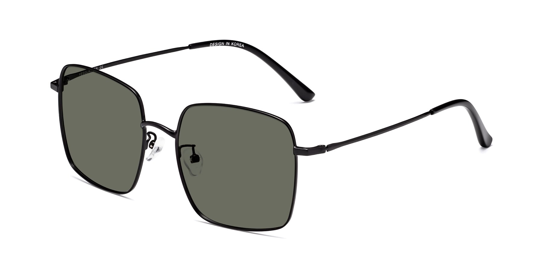 Angle of Billie in Black with Gray Polarized Lenses