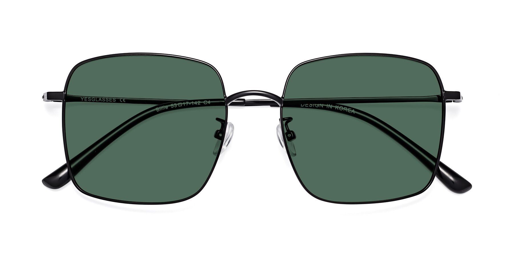 Folded Front of Billie in Black with Green Polarized Lenses