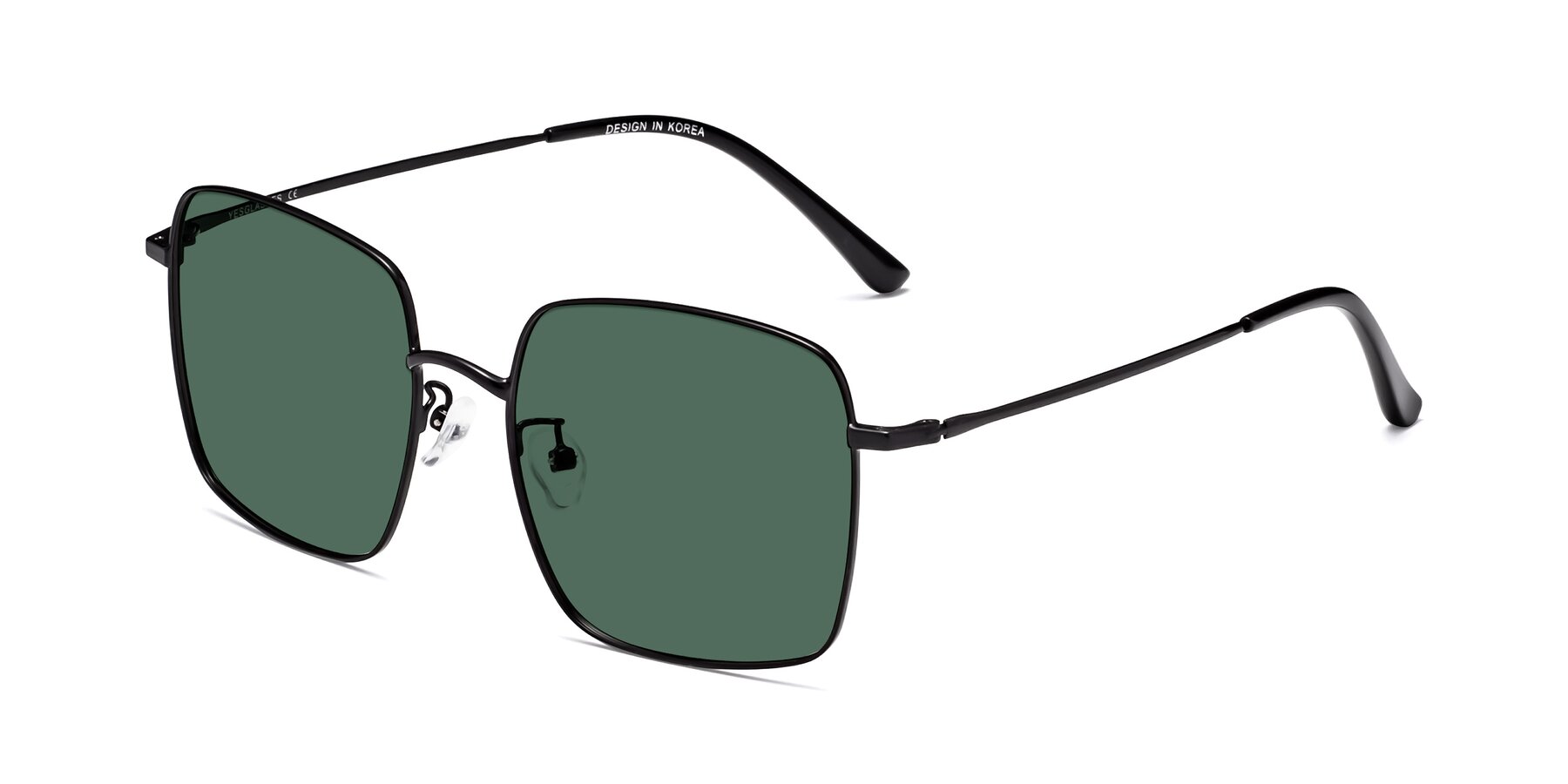 Angle of Billie in Black with Green Polarized Lenses