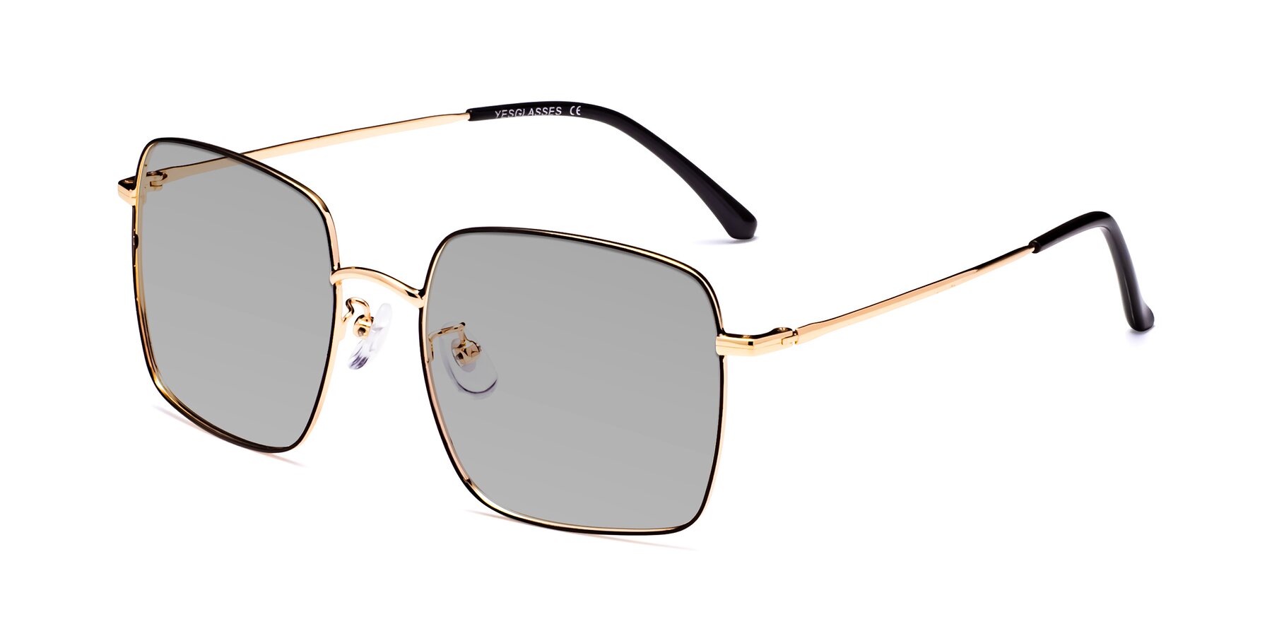 Angle of Billie in Black-Gold with Light Gray Tinted Lenses