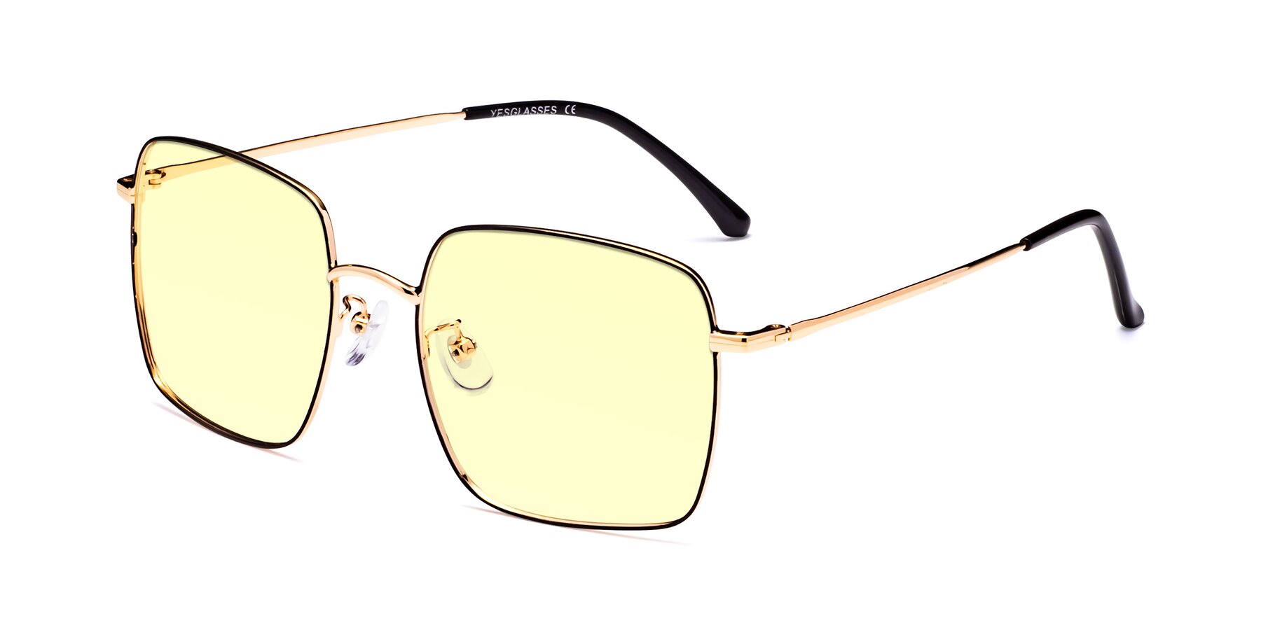 Angle of Billie in Black-Gold with Light Yellow Tinted Lenses
