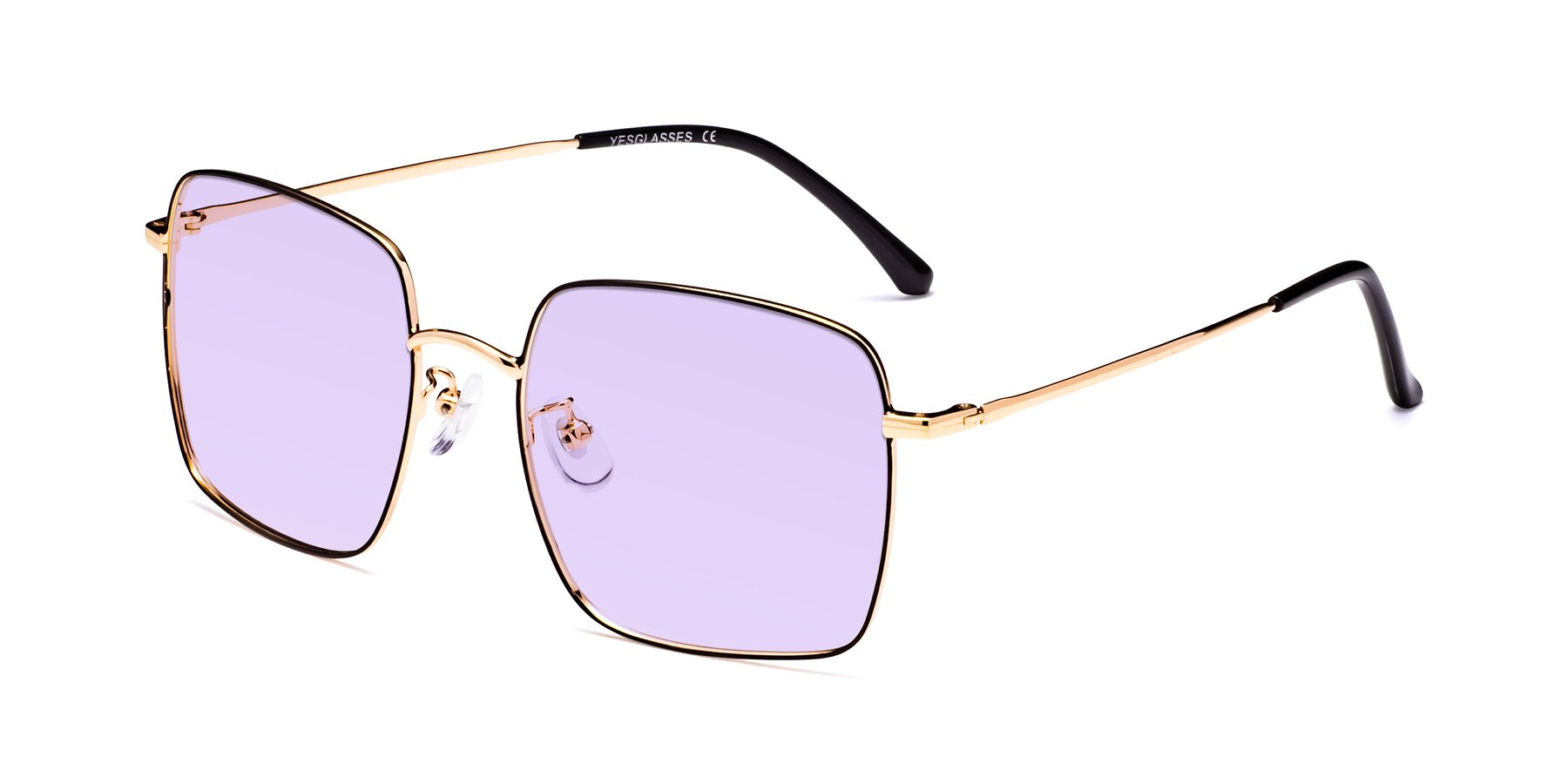 Angle of Billie in Black-Gold with Light Purple Tinted Lenses