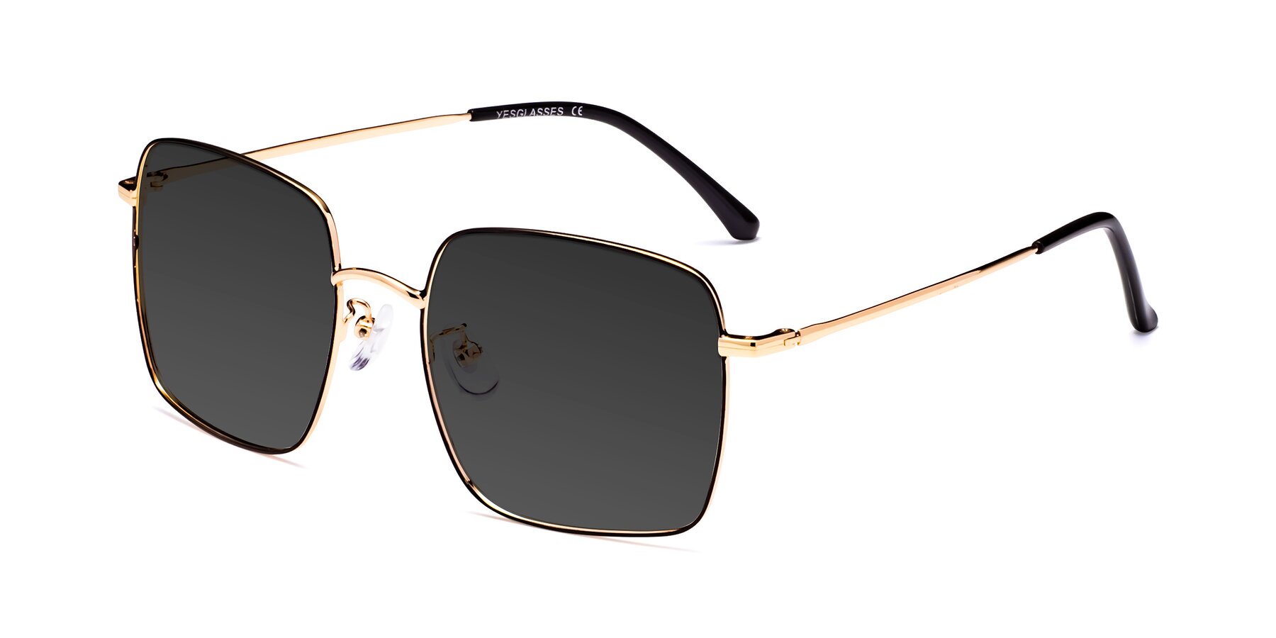 Angle of Billie in Black-Gold with Gray Tinted Lenses