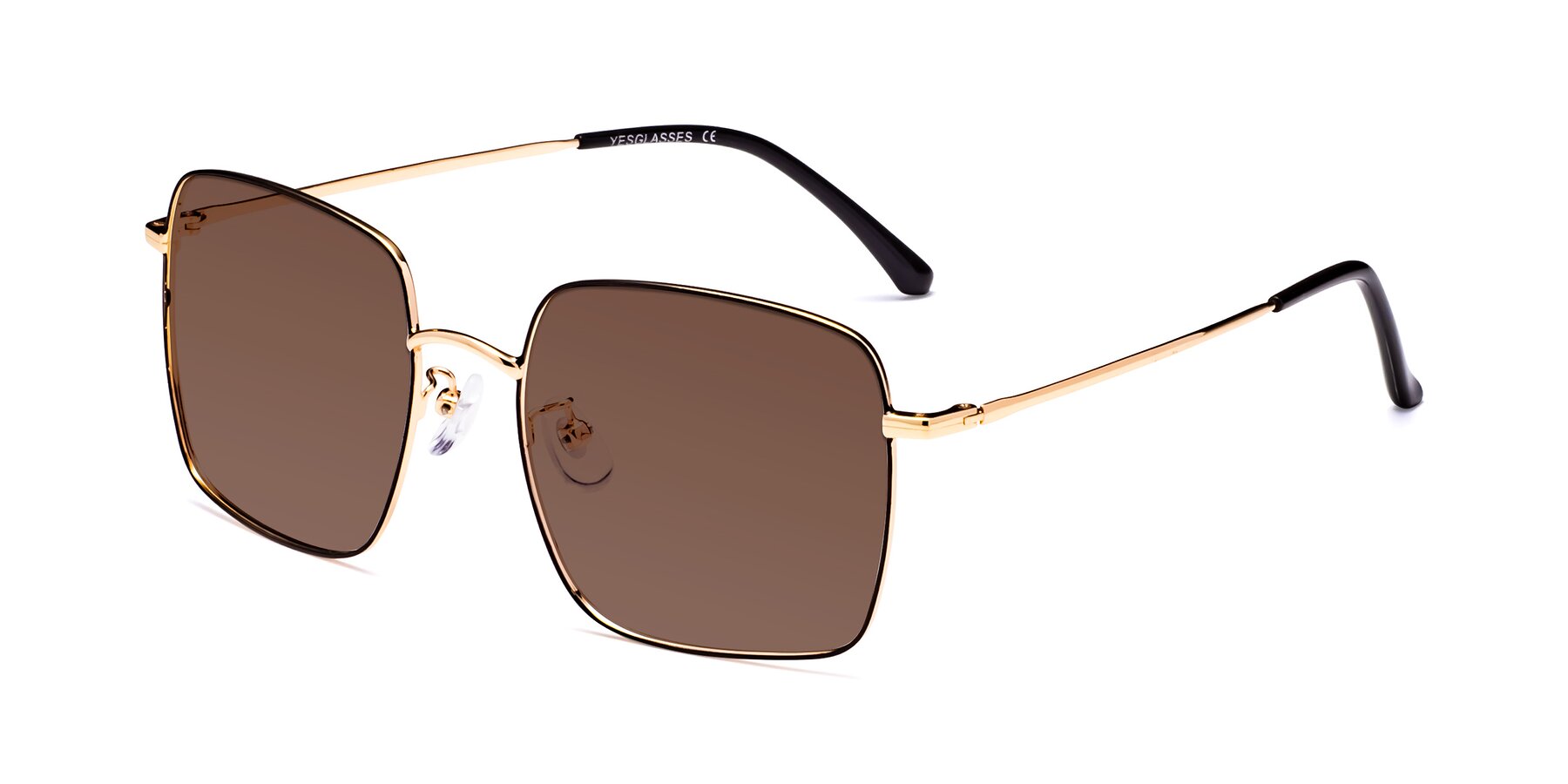 Angle of Billie in Black-Gold with Brown Tinted Lenses
