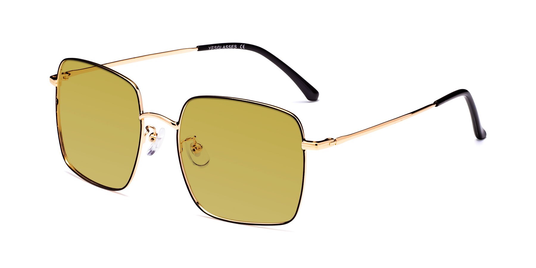Angle of Billie in Black-Gold with Champagne Tinted Lenses