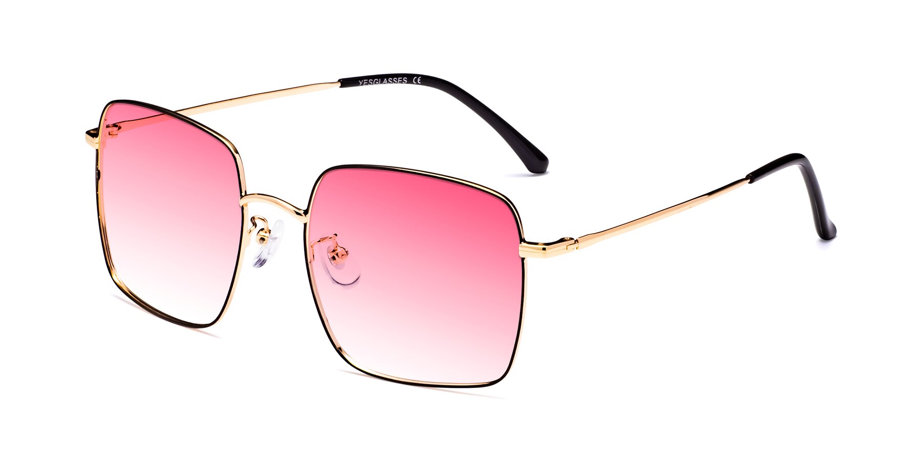 Angle of Billie in Black-Gold with Pink Gradient Lenses