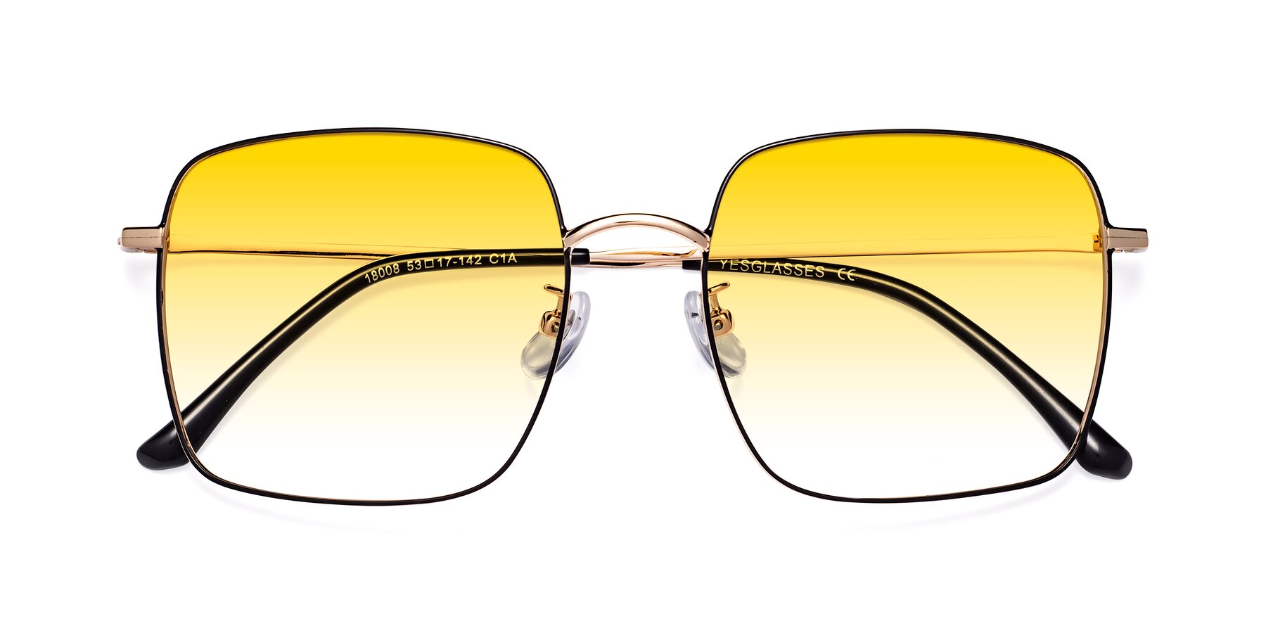 Folded Front of Billie in Black-Gold with Yellow Gradient Lenses