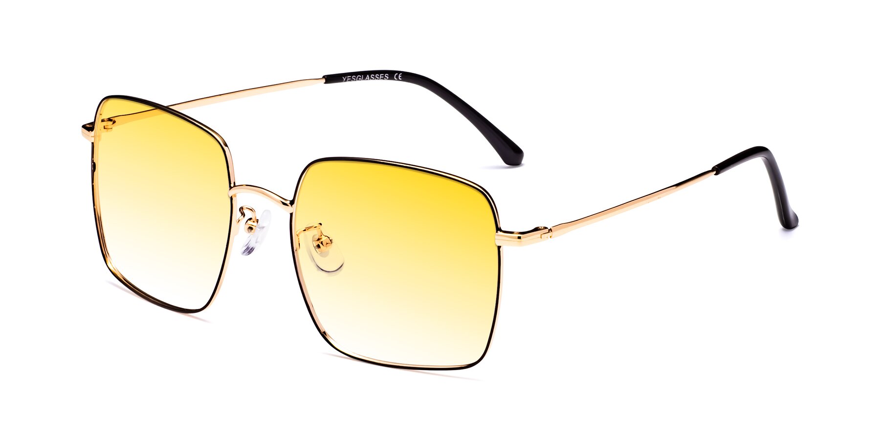 Angle of Billie in Black-Gold with Yellow Gradient Lenses