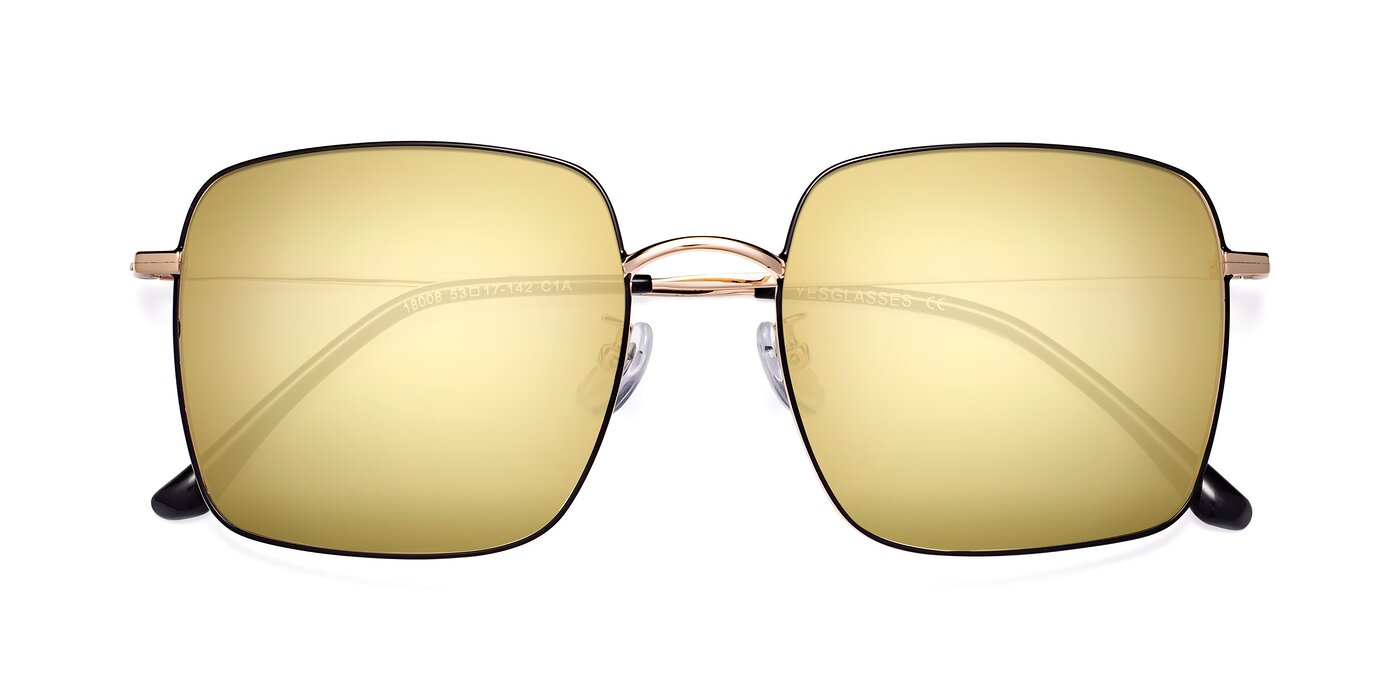Billie - Black / Gold Flash Mirrored Sunglasses