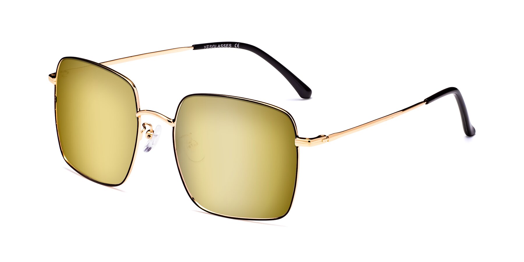 Angle of Billie in Black-Gold with Gold Mirrored Lenses