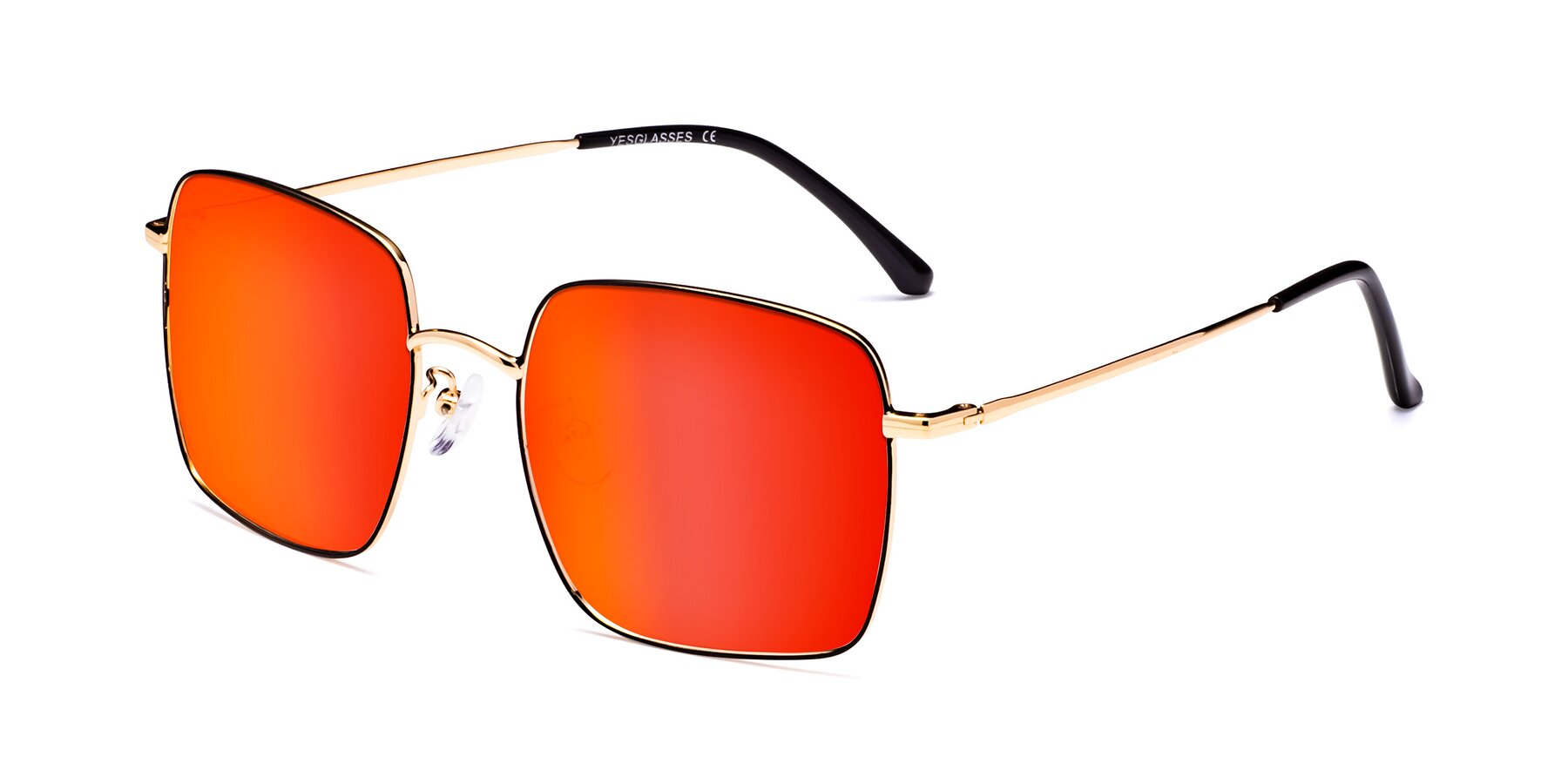 Angle of Billie in Black-Gold with Red Gold Mirrored Lenses