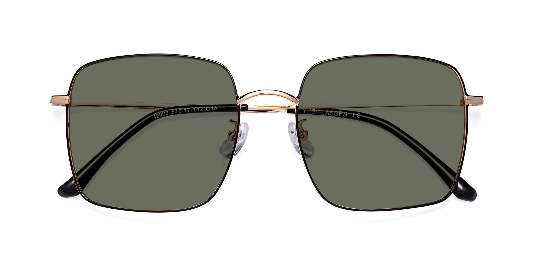Folded Front of Billie in Black-Gold with Gray Polarized Lenses