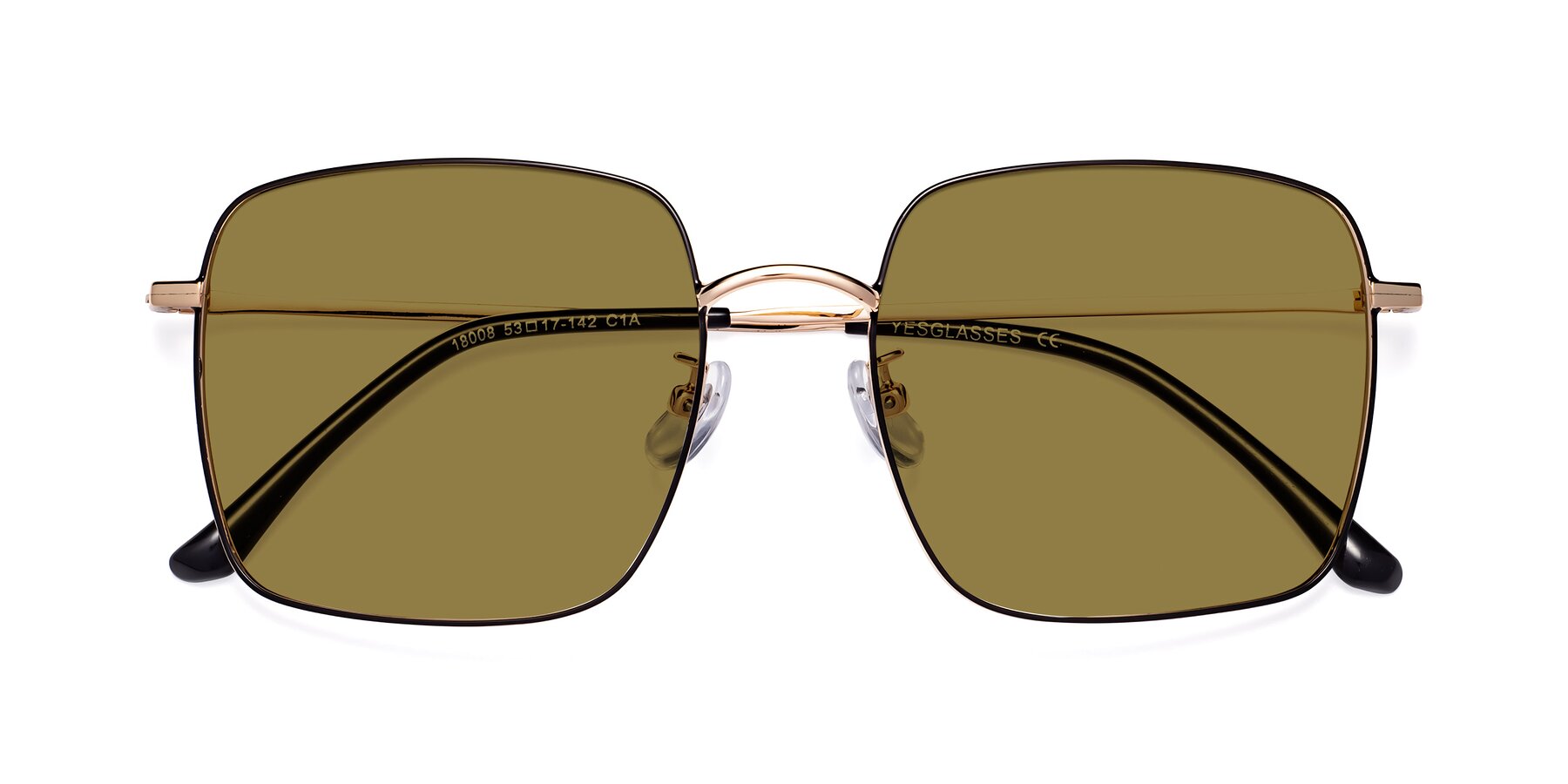 Folded Front of Billie in Black-Gold with Brown Polarized Lenses