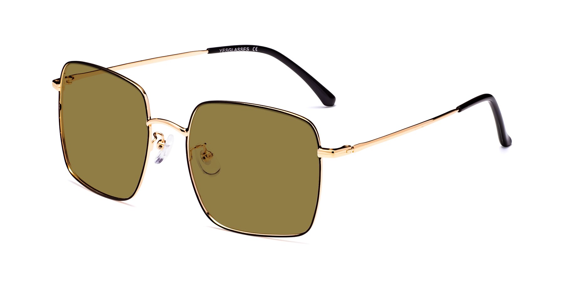 Angle of Billie in Black-Gold with Brown Polarized Lenses