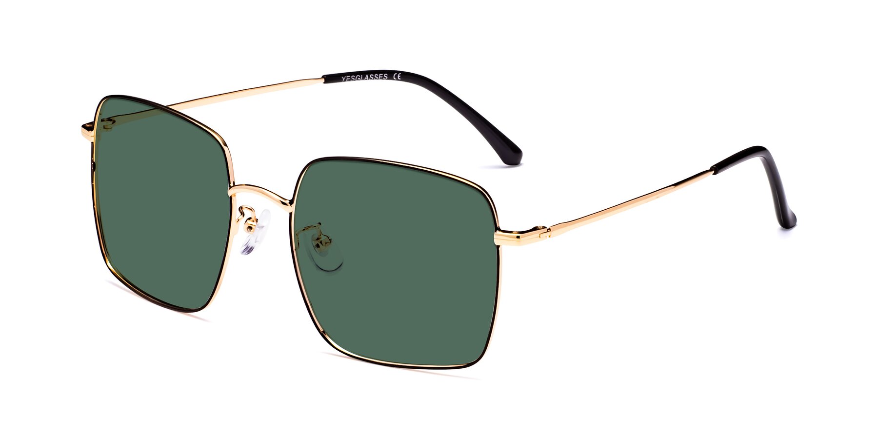 Angle of Billie in Black-Gold with Green Polarized Lenses