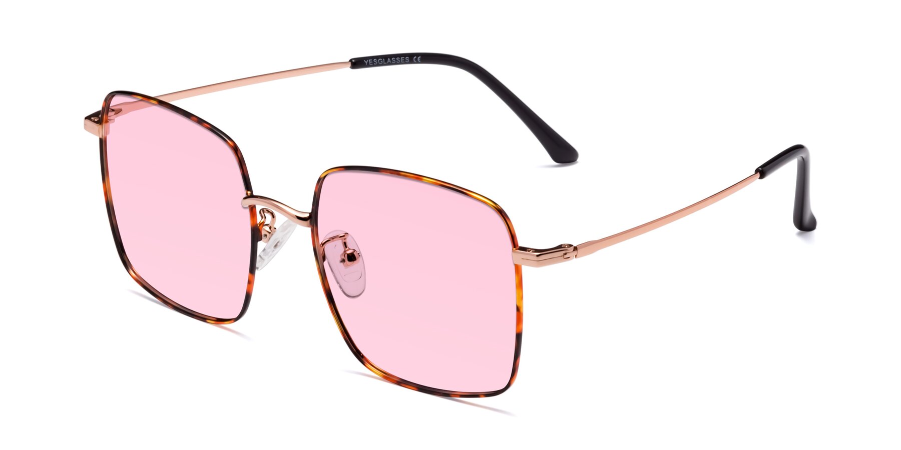 Angle of Billie in Tortoise with Light Pink Tinted Lenses
