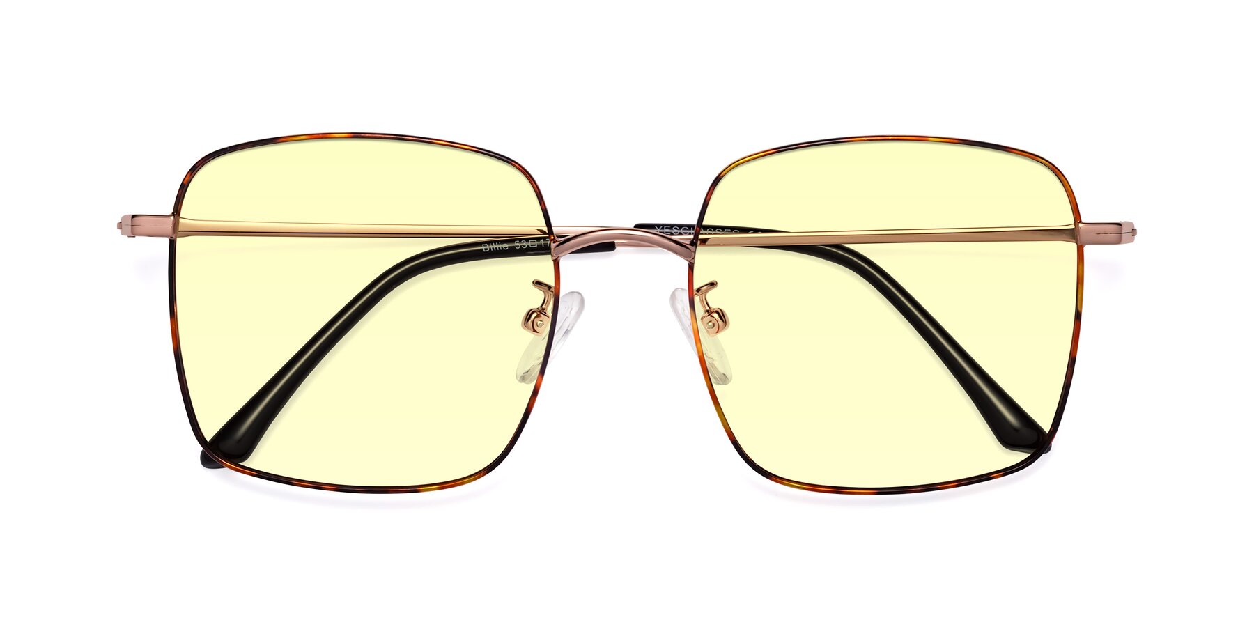 Folded Front of Billie in Tortoise with Light Yellow Tinted Lenses