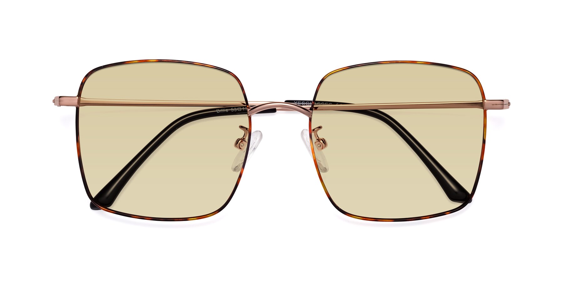 Folded Front of Billie in Tortoise with Light Champagne Tinted Lenses