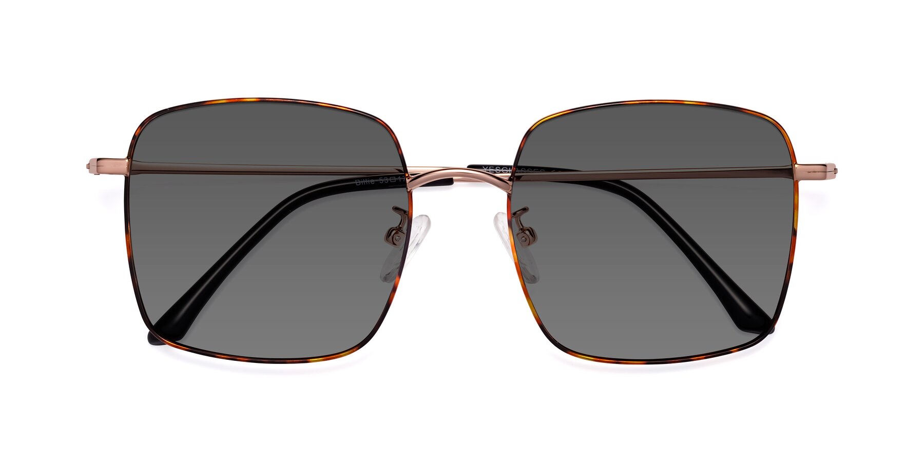 Folded Front of Billie in Tortoise with Medium Gray Tinted Lenses