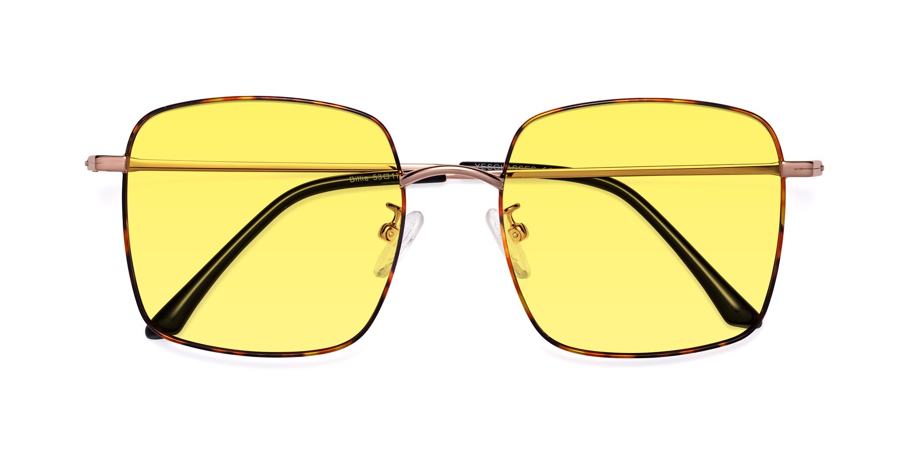 Folded Front of Billie in Tortoise with Medium Yellow Tinted Lenses