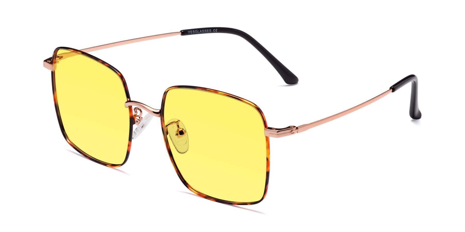 Angle of Billie in Tortoise with Medium Yellow Tinted Lenses