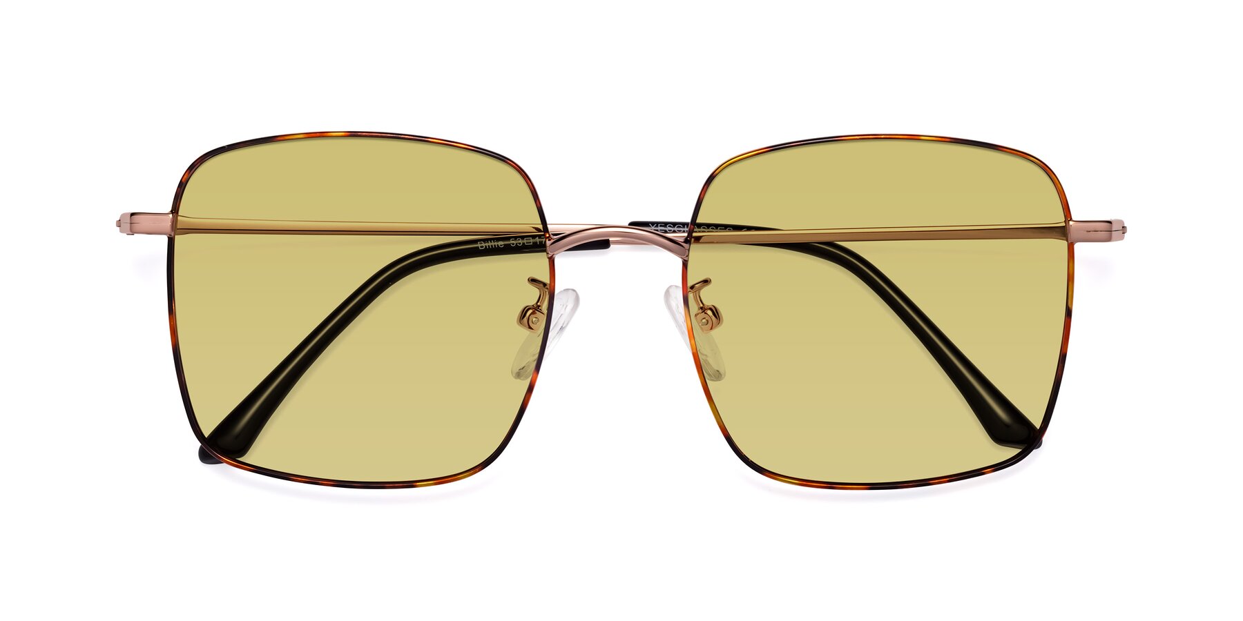 Folded Front of Billie in Tortoise with Medium Champagne Tinted Lenses