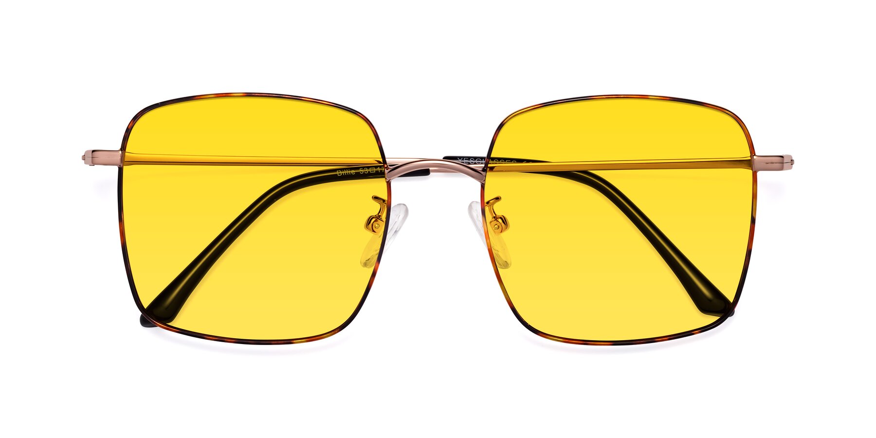 Folded Front of Billie in Tortoise with Yellow Tinted Lenses