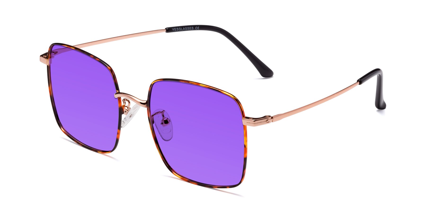 Angle of Billie in Tortoise with Purple Tinted Lenses