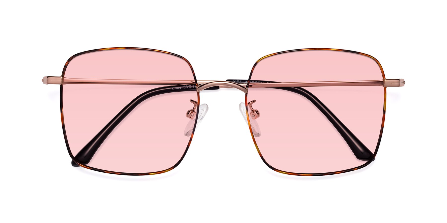 Folded Front of Billie in Tortoise with Light Garnet Tinted Lenses