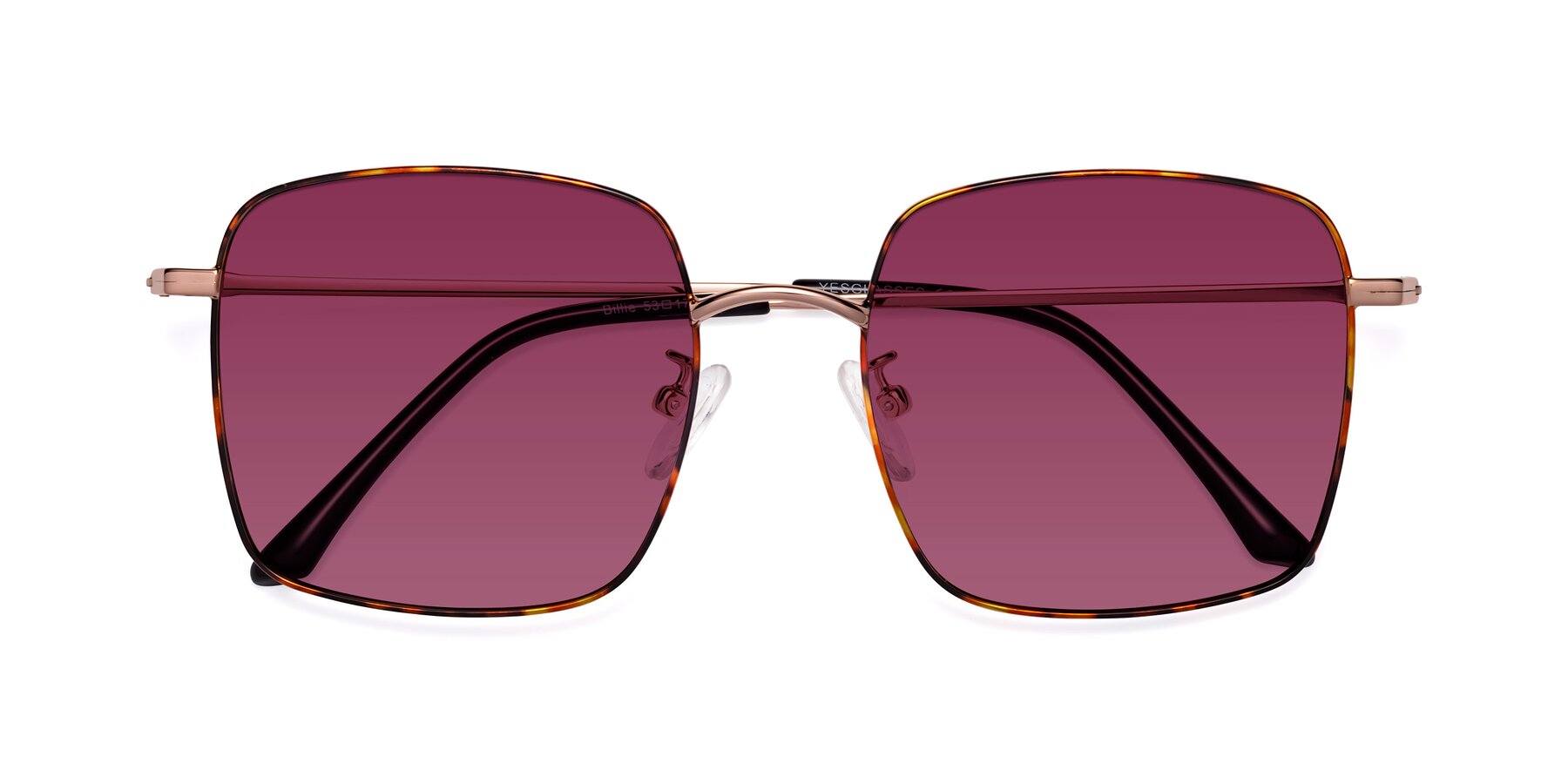 Folded Front of Billie in Tortoise with Wine Tinted Lenses