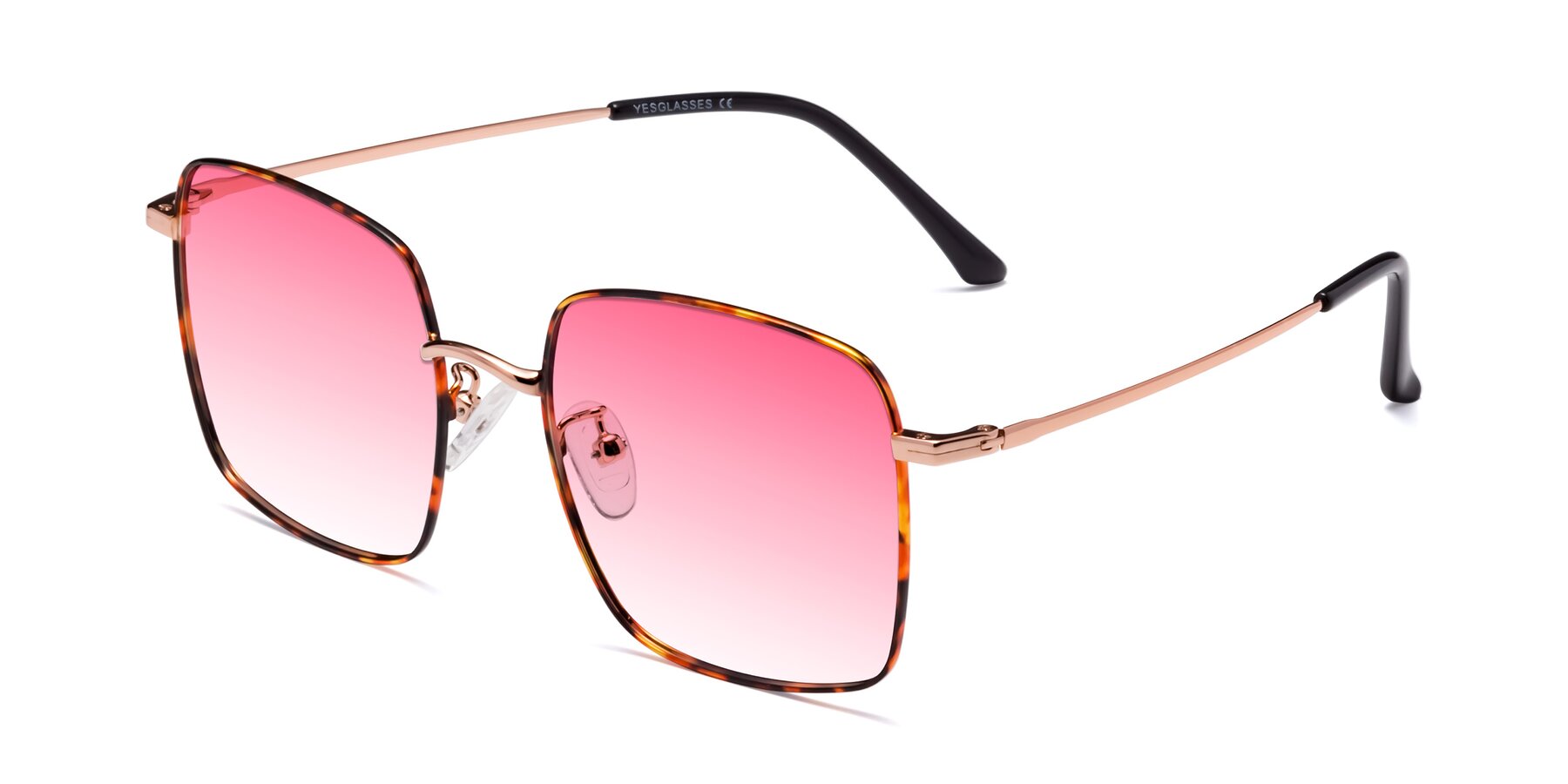 Angle of Billie in Tortoise with Pink Gradient Lenses