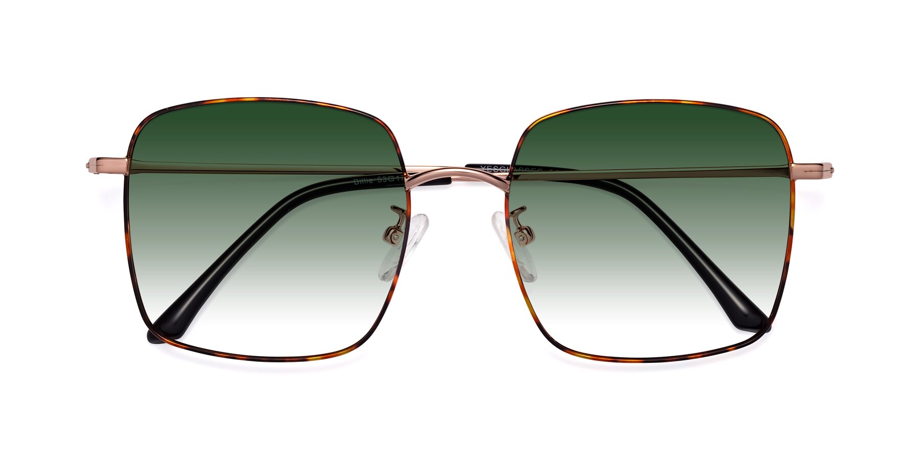 Folded Front of Billie in Tortoise with Green Gradient Lenses
