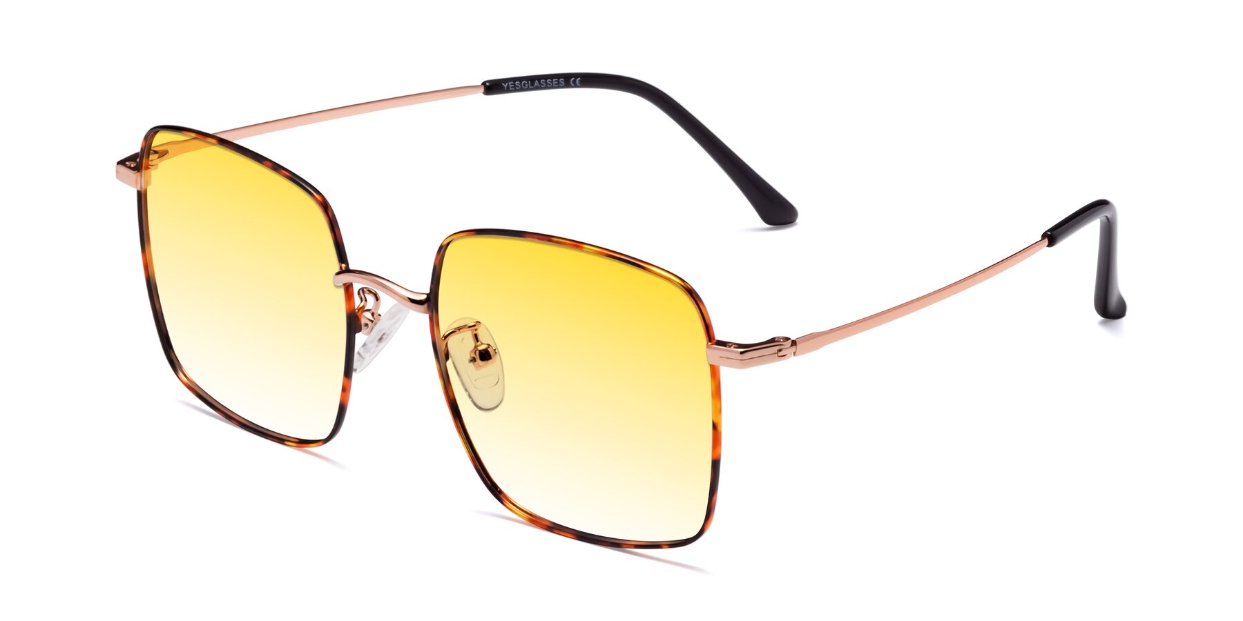 Angle of Billie in Tortoise with Yellow Gradient Lenses