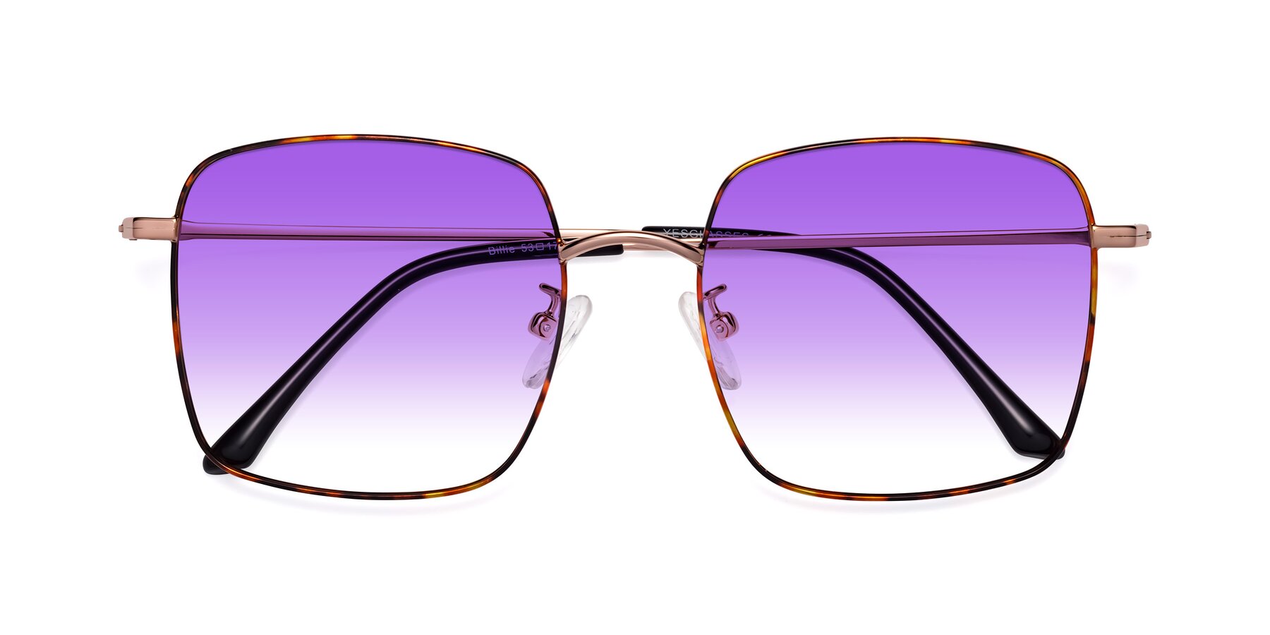Folded Front of Billie in Tortoise with Purple Gradient Lenses
