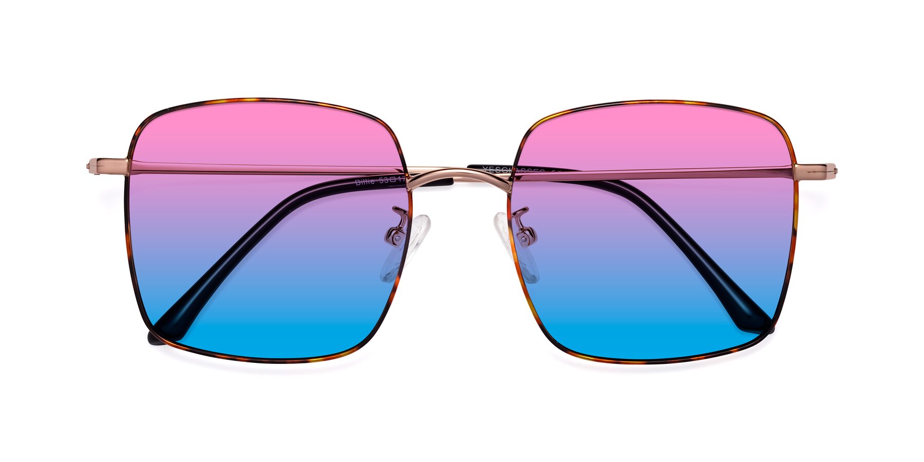 Folded Front of Billie in Tortoise with Pink / Blue Gradient Lenses